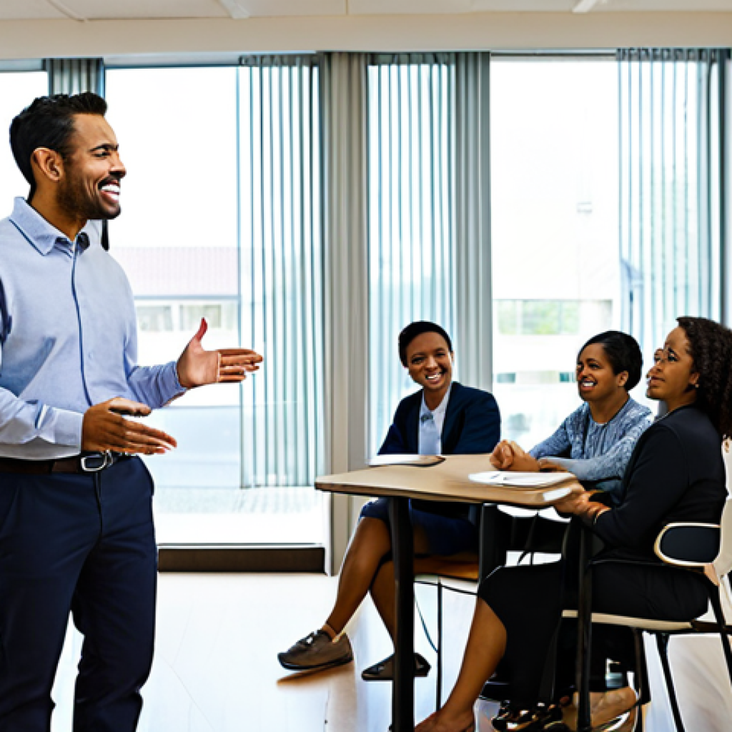 Landlord Addressing Tenants in a Community Room**

"A friendly and approachable landlord, fully clothed in business casual attire, standing in a well-lit community room, addressing a group of diverse, fully clothed tenants. The room is clean and modern, with comfortable seating. The atmosphere is positive and collaborative. Include elements that suggest community building and open communication. safe for work, appropriate content, family-friendly, perfect anatomy, correct proportions, natural pose, professional photography, high quality."

**