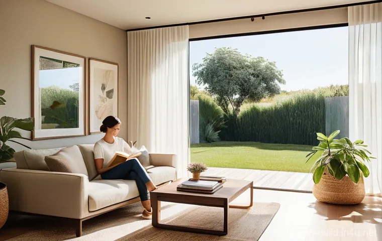 방범 창 설치 효과 - **Prompt 1: Serene Open Living with Natural Breeze**
"A cozy and bright living room on a warm, s...